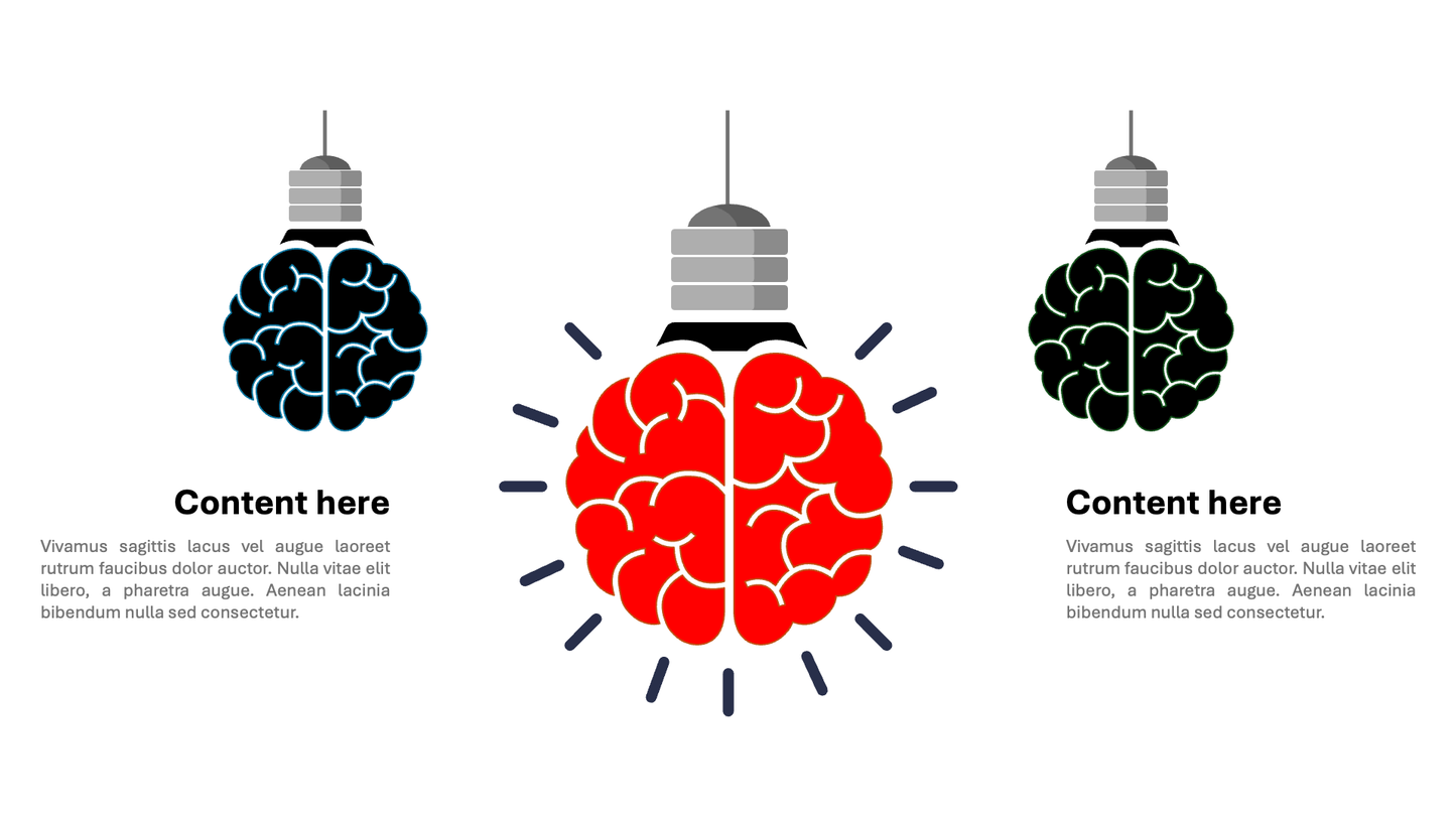 Brain Light Bulbs for Innovative Thinking Slide