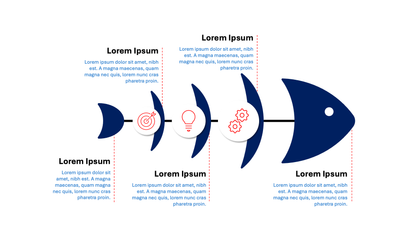 Blue Fishbone Diagram Presentation Deck