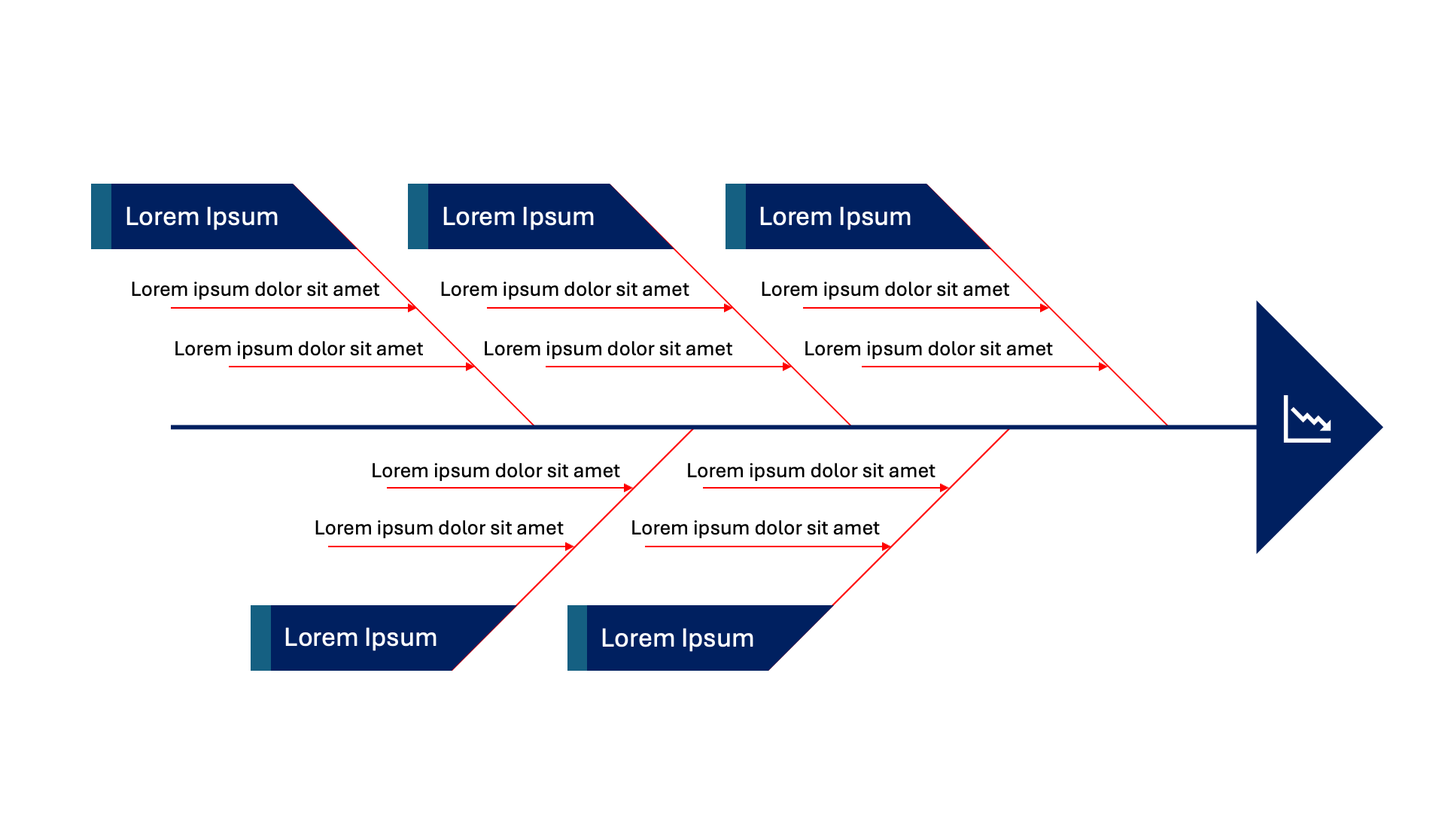 Blue Fishbone Diagram Presentation Deck